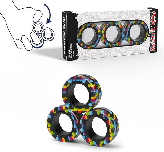 Magnetic Rings Fidget Toy Set Idea ADHD Fidget Toys Adult Fidget Magnets Spinner Rings for Anxiety Relief Therapy Fidget Pack